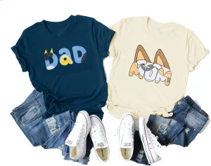 JINTING Dog Mom Shirt Mom and Dad Shirts Couple Outfit T-Shirt Casual Letter Graphic Top Tees