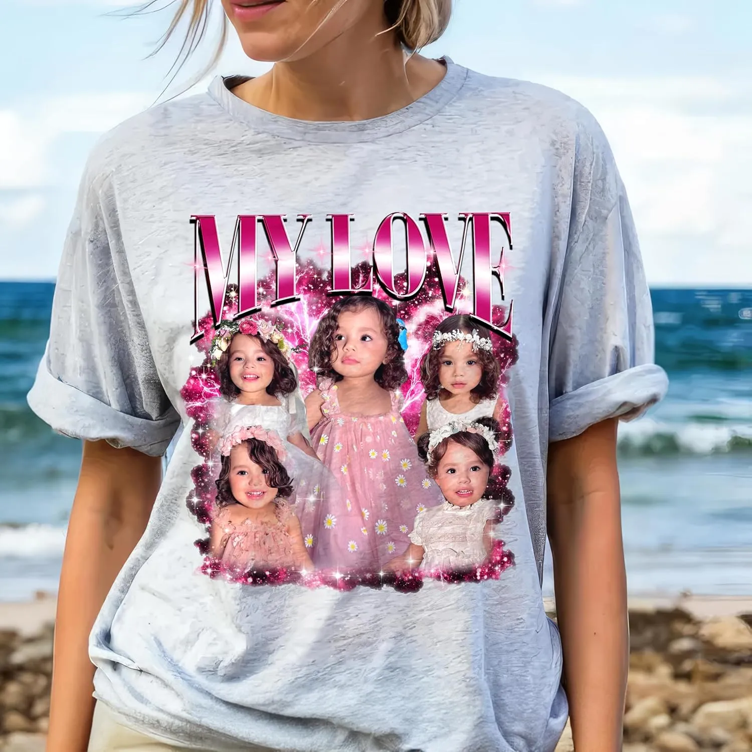JIX & JOKY Custom Shirt with Picture Custom Mothers Day Shirt for Mom Photo Tshirt with Face Gift for Mothers Day Birthday