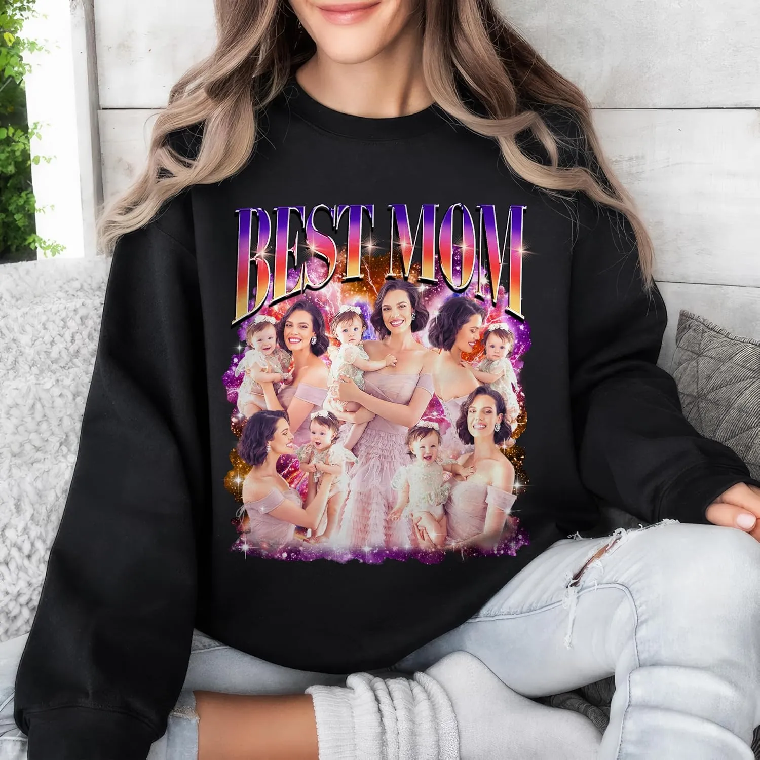 JIX & JOKY Custom Shirt with Picture Custom Mothers Day Shirt for Mom Photo Tshirt with Face Gift for Mothers Day Birthday