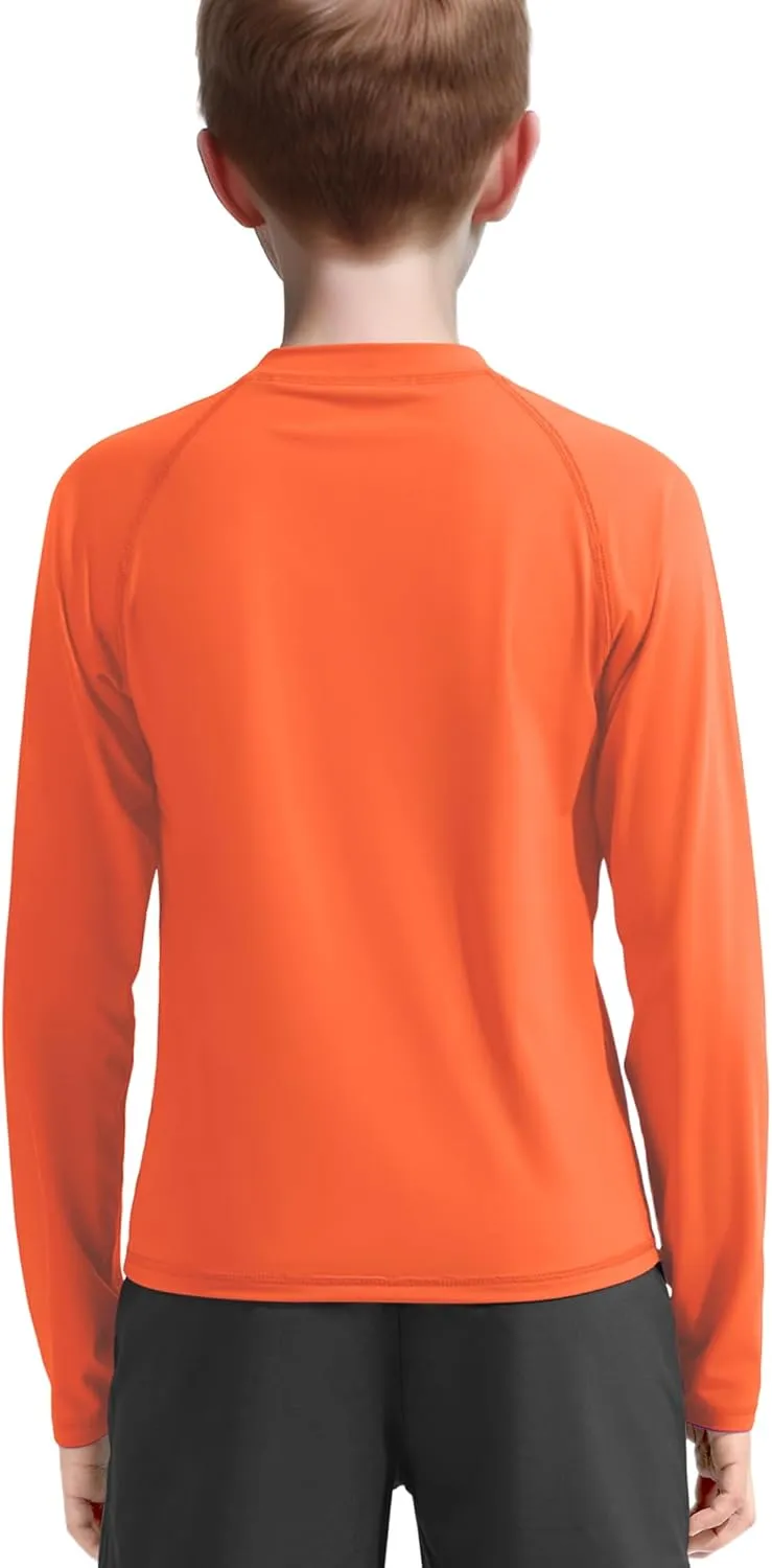 JOCMIC Boys Rash Guard Long Sleeve Swim Shirt UPF 50  Sun Protection Quick Dry Swimming Shirt for Kids