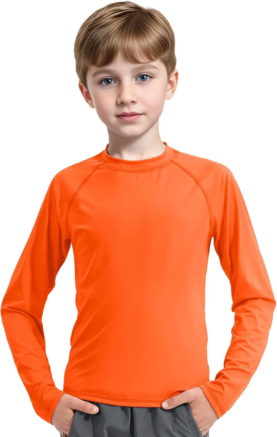 JOCMIC Boys Rash Guard Long Sleeve Swim Shirt UPF 50  Sun Protection Quick Dry Swimming Shirt for Kids