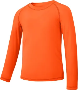 JOCMIC Boys Rash Guard Long Sleeve Swim Shirt UPF 50  Sun Protection Quick Dry Swimming Shirt for Kids