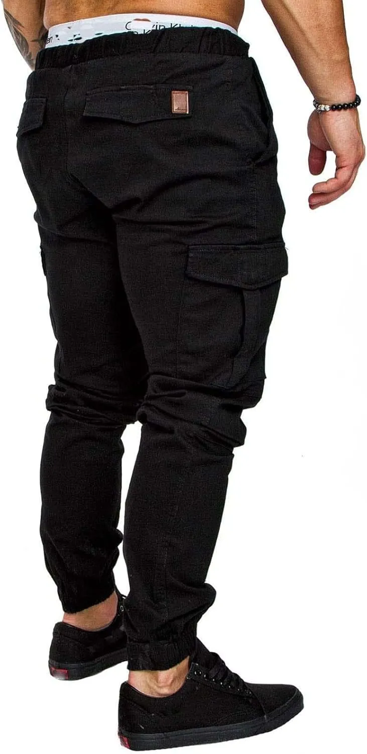 Joggers Pants for Men Casual Cotton Drawstring Chino Cargo Pants Hiking Outdoor Twill Track Jogging Sweatpants Pants