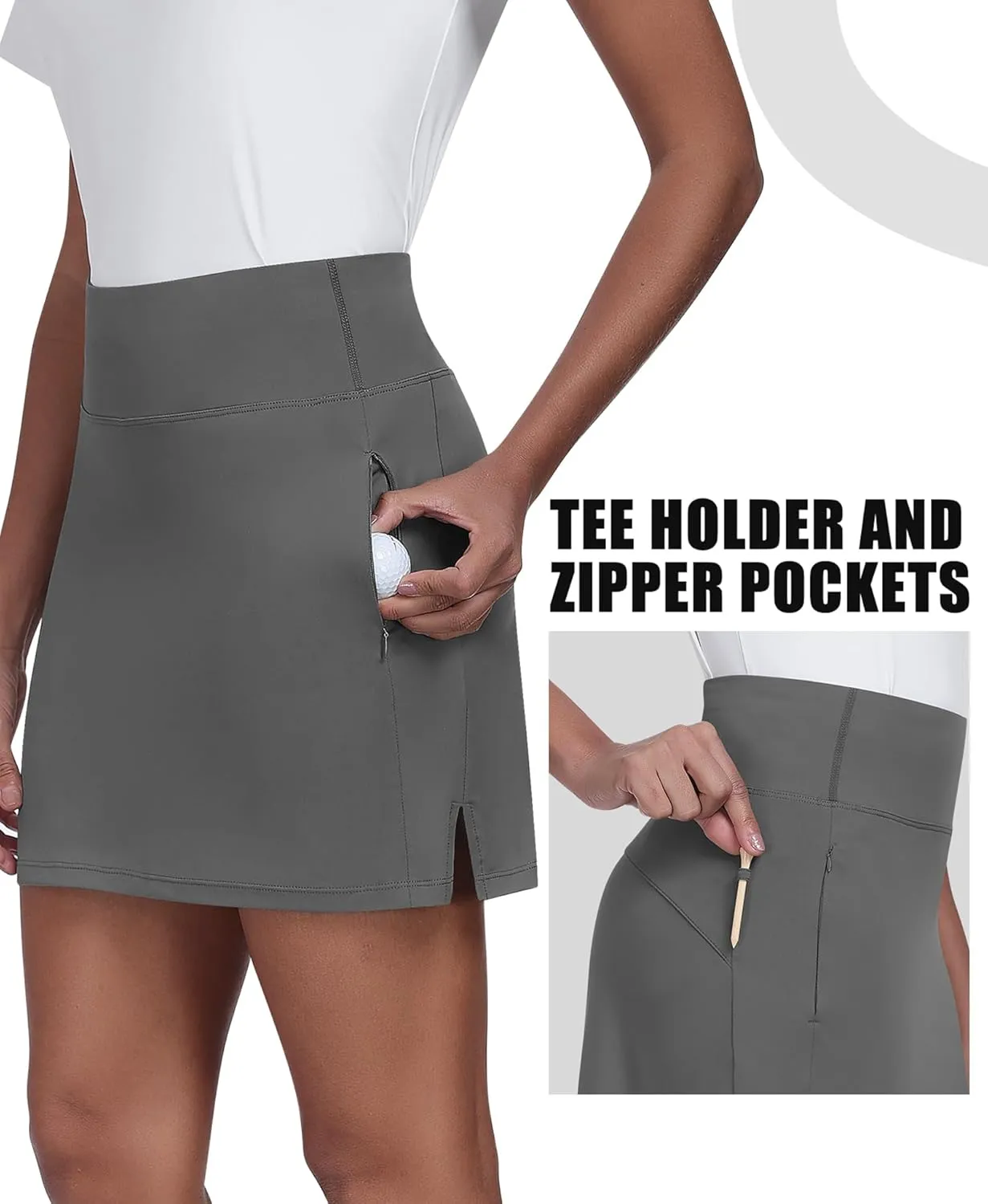 JoyGirl 16" Women Golf Skirts with Shorts Zipper Pockets Tennis Skirt High Waisted Athletic Skorts Skirts