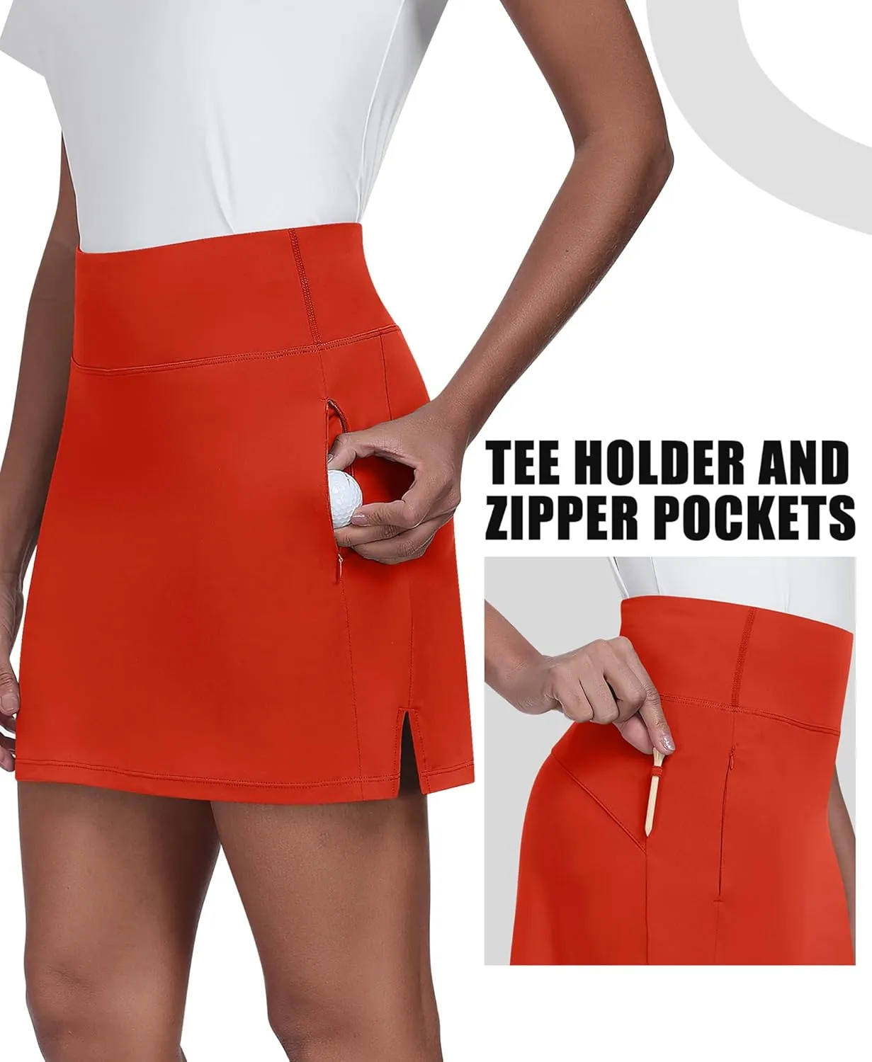 JoyGirl 16" Women Golf Skirts with Shorts Zipper Pockets Tennis Skirt High Waisted Athletic Skorts Skirts