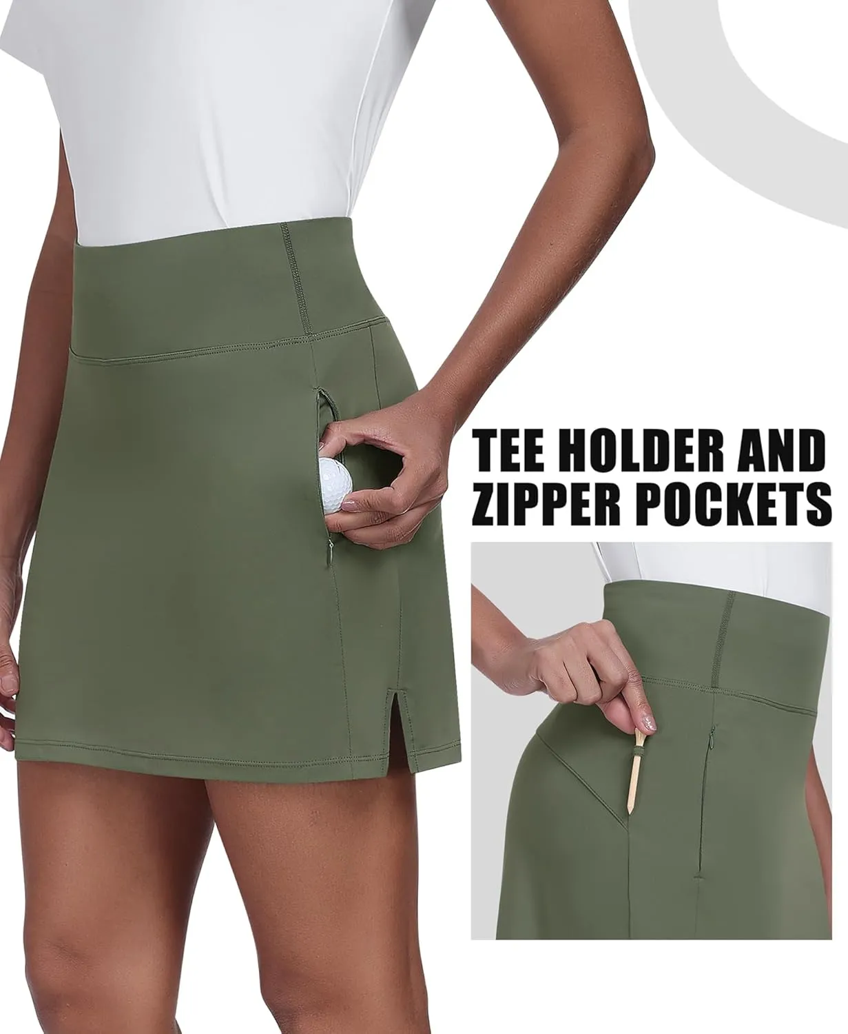 JoyGirl 16" Women Golf Skirts with Shorts Zipper Pockets Tennis Skirt High Waisted Athletic Skorts Skirts