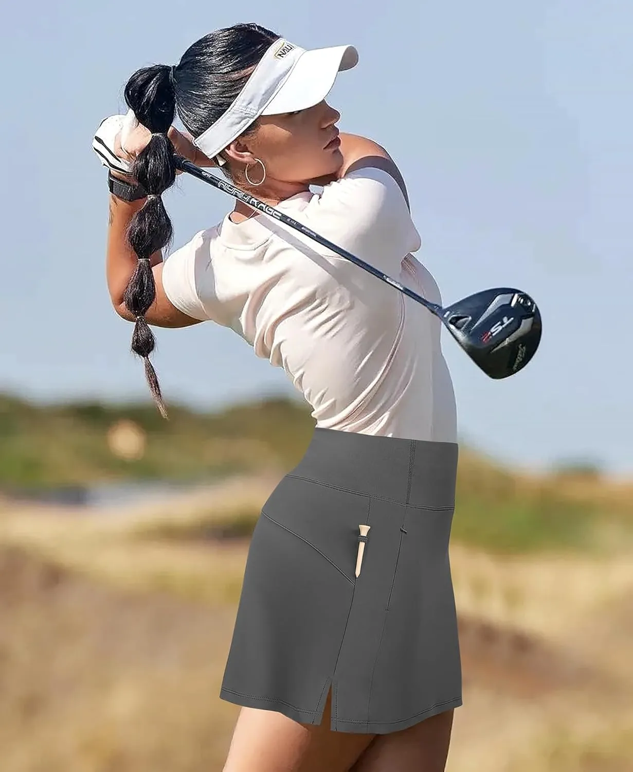JoyGirl 16" Women Golf Skirts with Shorts Zipper Pockets Tennis Skirt High Waisted Athletic Skorts Skirts