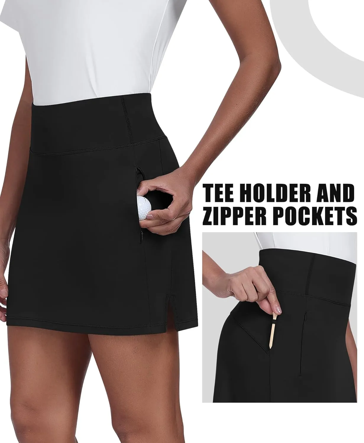JoyGirl 16" Women Golf Skirts with Shorts Zipper Pockets Tennis Skirt High Waisted Athletic Skorts Skirts