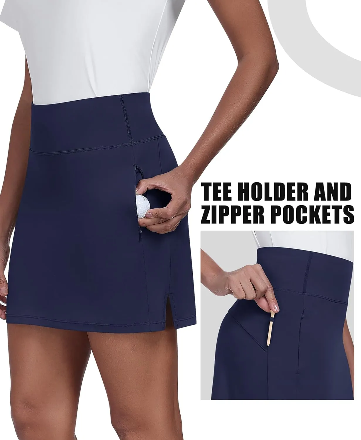 JoyGirl 16" Women Golf Skirts with Shorts Zipper Pockets Tennis Skirt High Waisted Athletic Skorts Skirts