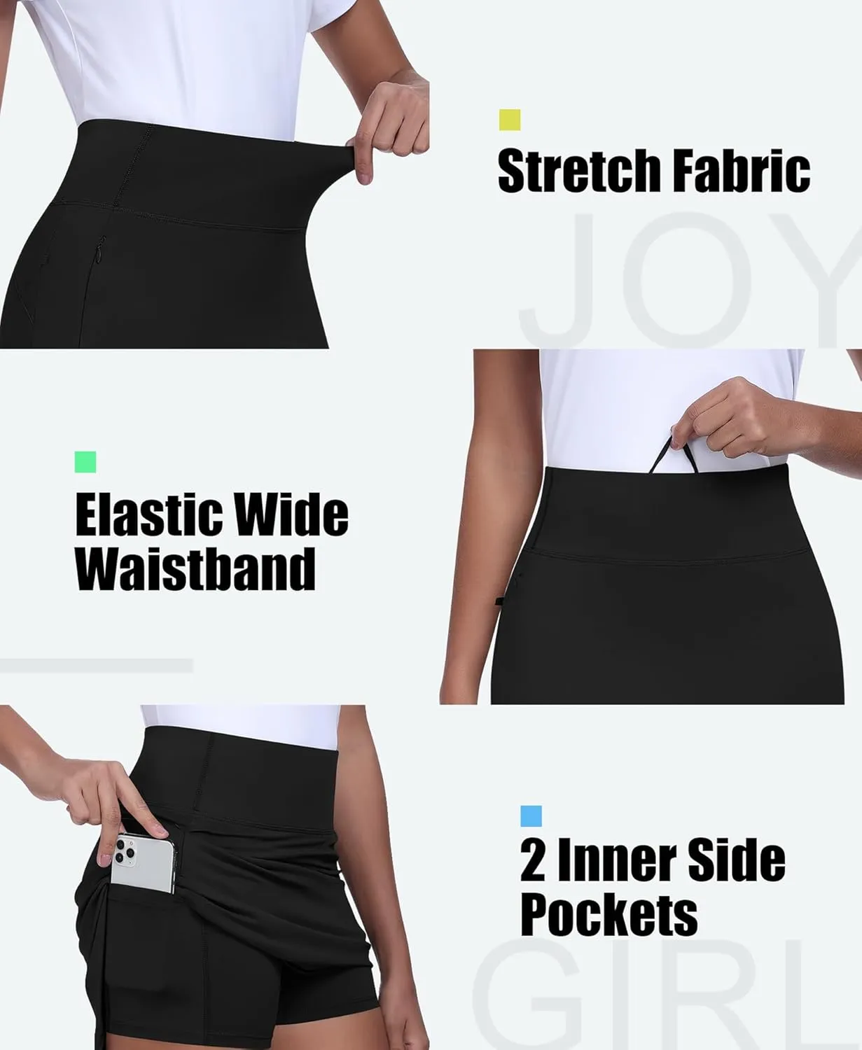 JoyGirl 16" Women Golf Skirts with Shorts Zipper Pockets Tennis Skirt High Waisted Athletic Skorts Skirts