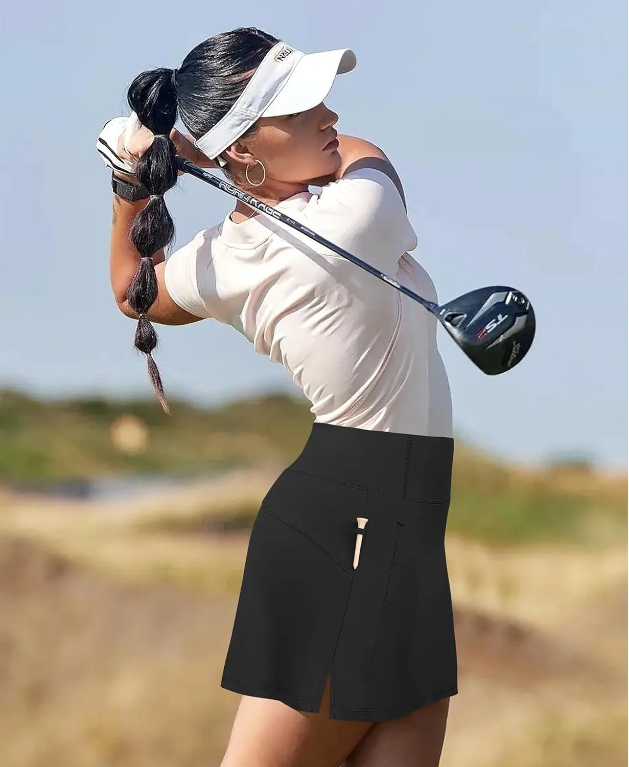 JoyGirl 16" Women Golf Skirts with Shorts Zipper Pockets Tennis Skirt High Waisted Athletic Skorts Skirts