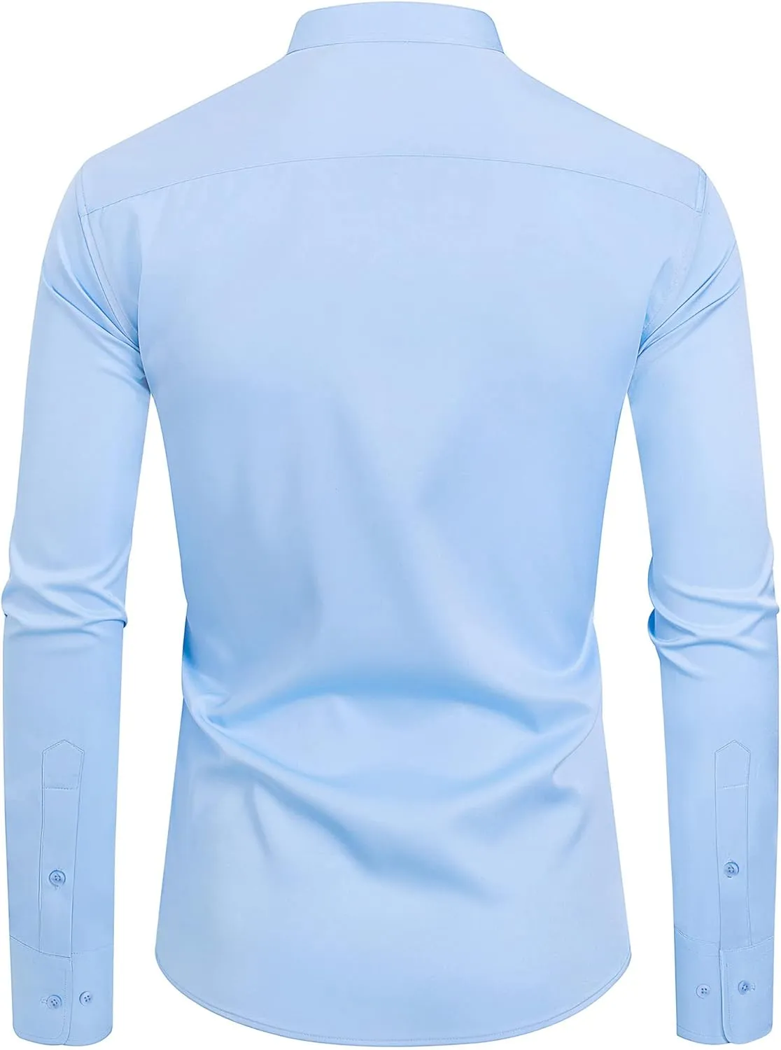 J.VER Mens Banded Collar Dress Shirts Long Sleeve Button Down Mandarin Collar Shirt Solid Stretch Shirt with Pocket