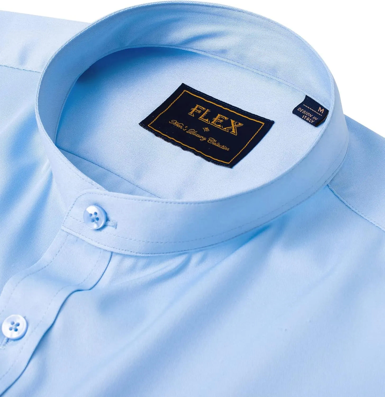 J.VER Mens Banded Collar Dress Shirts Long Sleeve Button Down Mandarin Collar Shirt Solid Stretch Shirt with Pocket