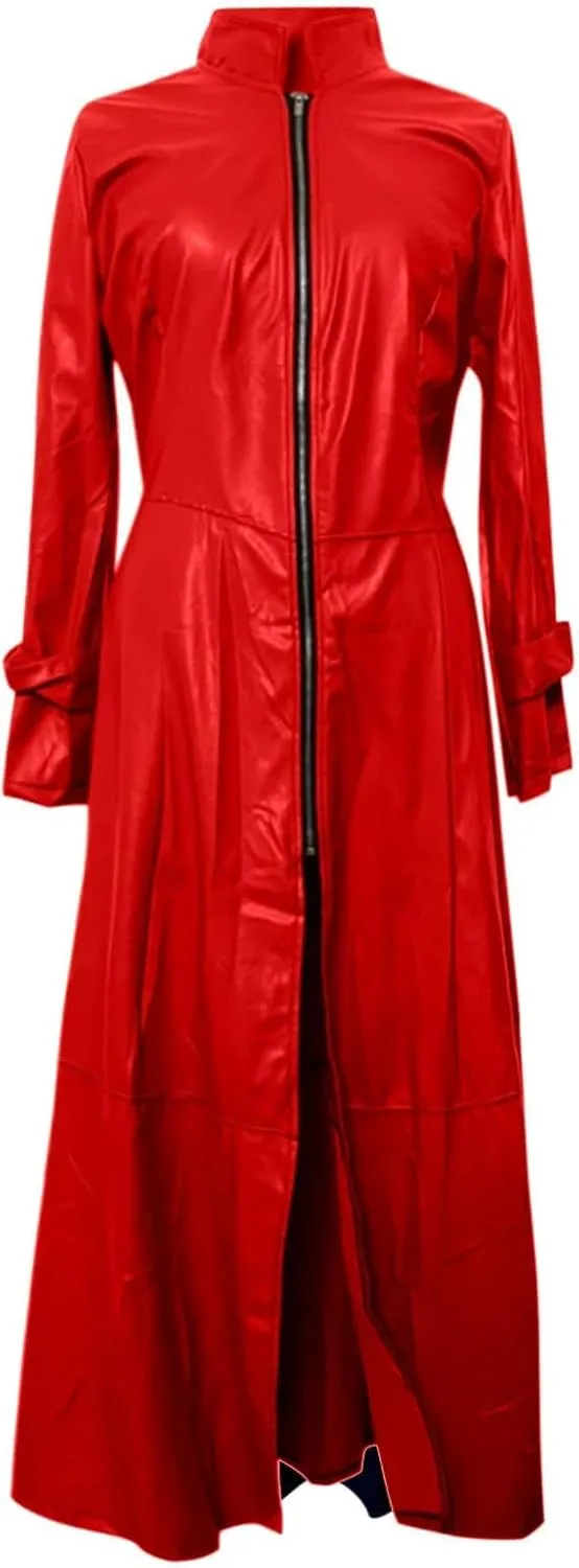 KELYWELL PU Faux Leather Jacket for Women Sexy Plus Size Trench Coat Cool Moto Jackets Zipper Overcoat Maxi Jacket Dress
