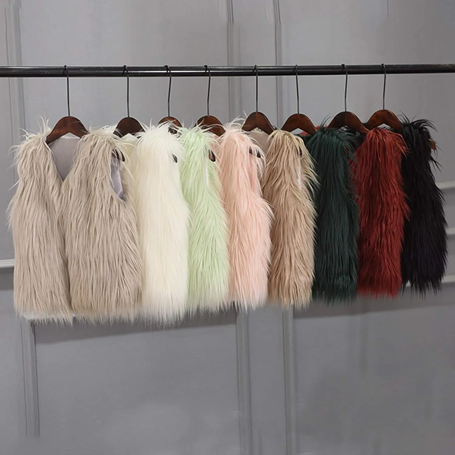 Kids Girl Faux Fur Vest Coat Toddler Winter Fleece Fuzzy Furry Jacket Sleeveless Coat Thick Warm Waistcoat Outwear
