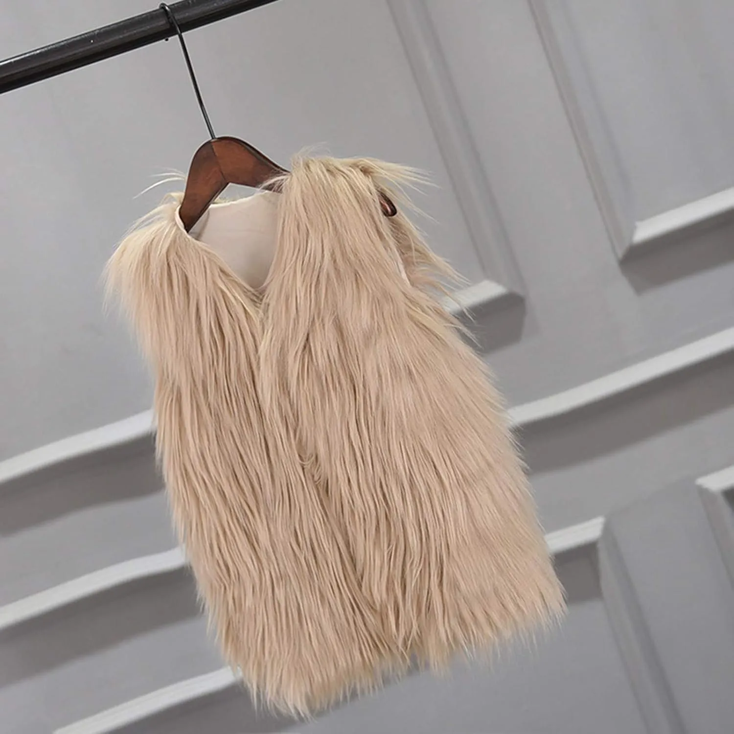 Kids Girl Faux Fur Vest Coat Toddler Winter Fleece Fuzzy Furry Jacket Sleeveless Coat Thick Warm Waistcoat Outwear