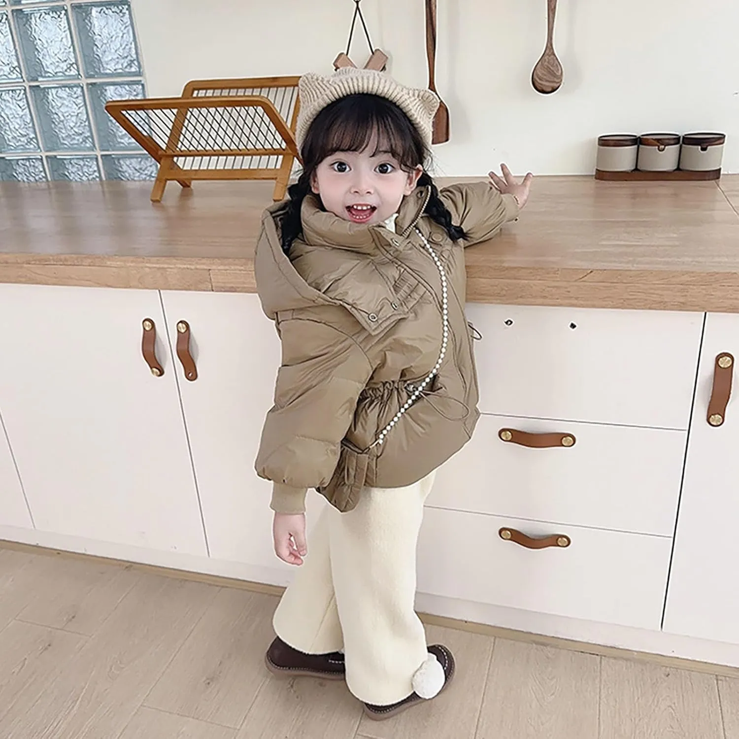 Kids Toddler Baby Girls Boys Winter Warm Thick Solid Cotton Long Sleeve Padded Jacket Coat Girls Wall Mounted Coat Rack