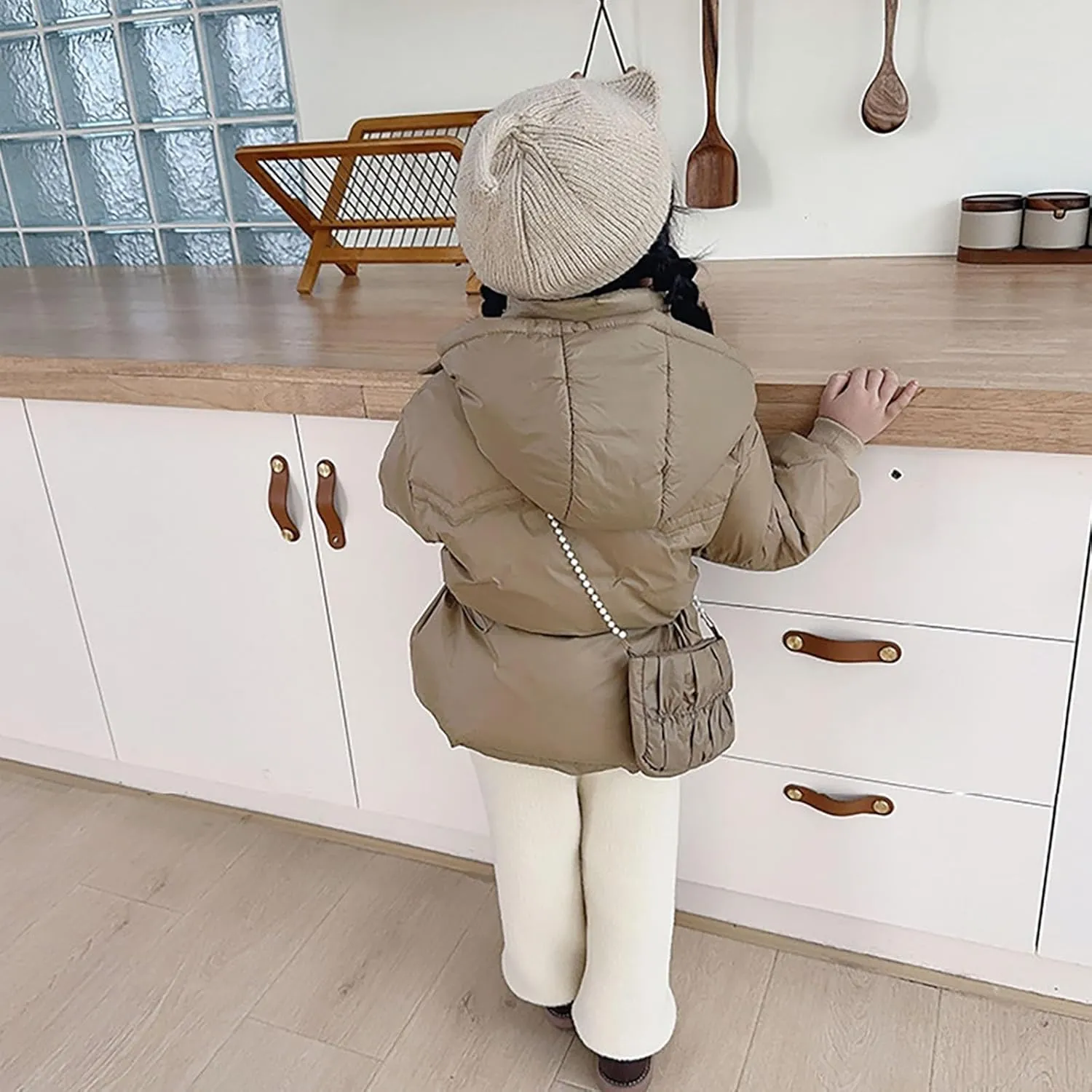 Kids Toddler Baby Girls Boys Winter Warm Thick Solid Cotton Long Sleeve Padded Jacket Coat Girls Wall Mounted Coat Rack