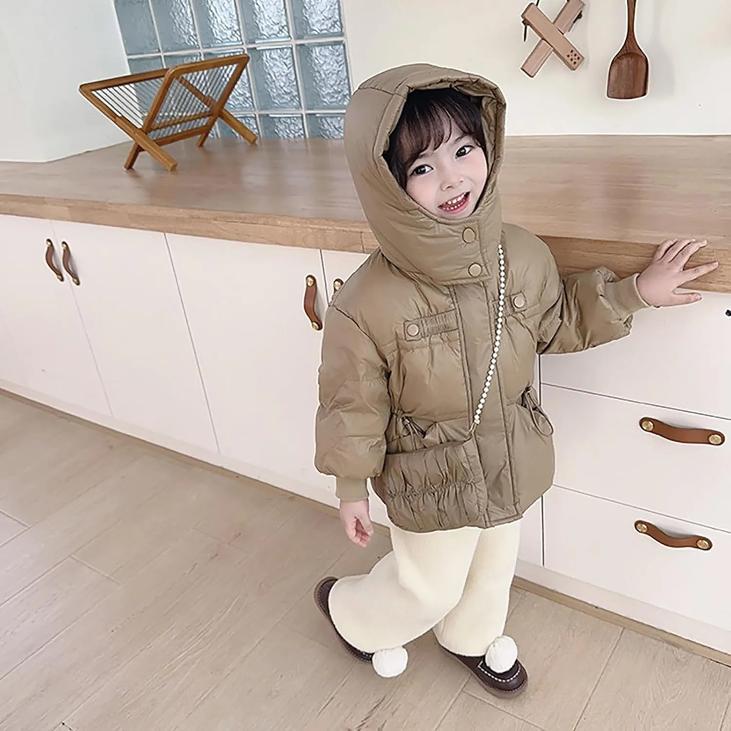 Kids Toddler Baby Girls Boys Winter Warm Thick Solid Cotton Long Sleeve Padded Jacket Coat Girls Wall Mounted Coat Rack