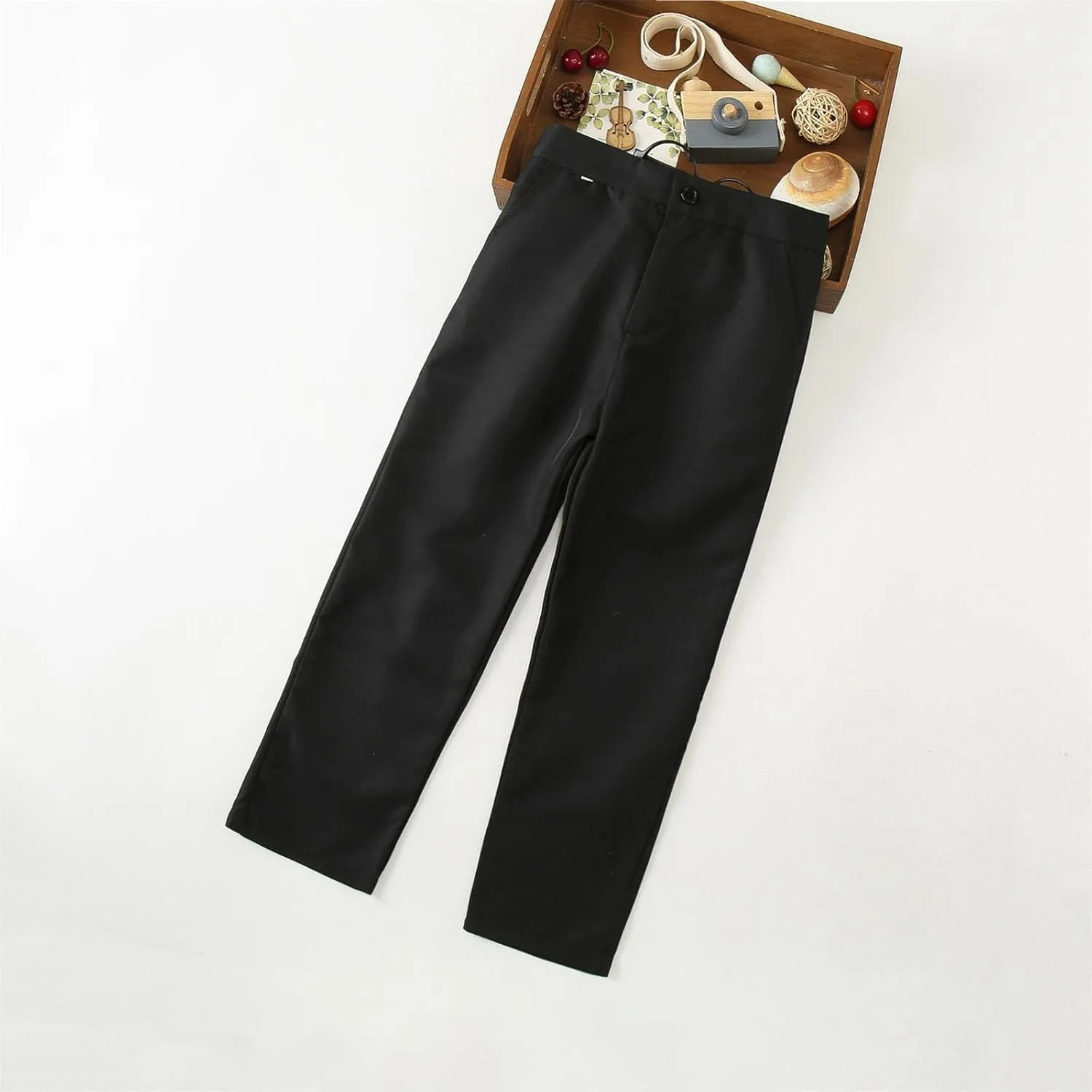 Kids Toddler Boys Dress Pants Black Color Unform Pull On Pants Boys Formal Dress Wedding Boy Suits Trousers