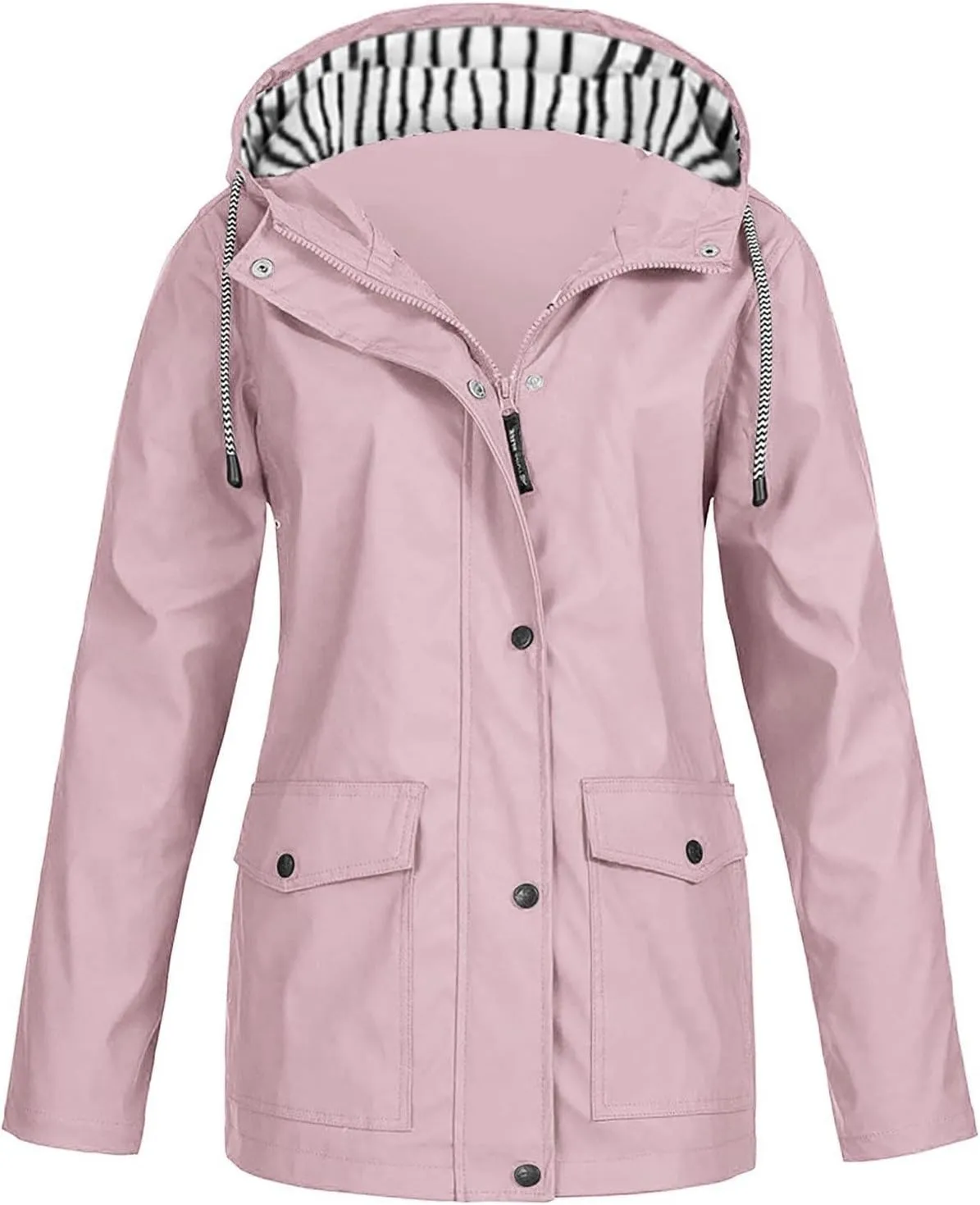 KUIOLYPOER Women's Raincoats Waterproof Rain Jacket Lightweight Active Outdoor Hooded Zip up Windbreaker