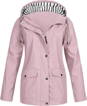 KUIOLYPOER Women's Raincoats Waterproof Rain Jacket Lightweight Active Outdoor Hooded Zip up Windbreaker