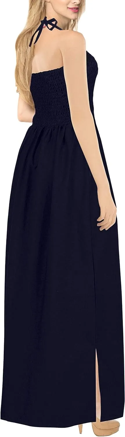 LA LEELA Women's Tube Dress Maxi Solid Smock