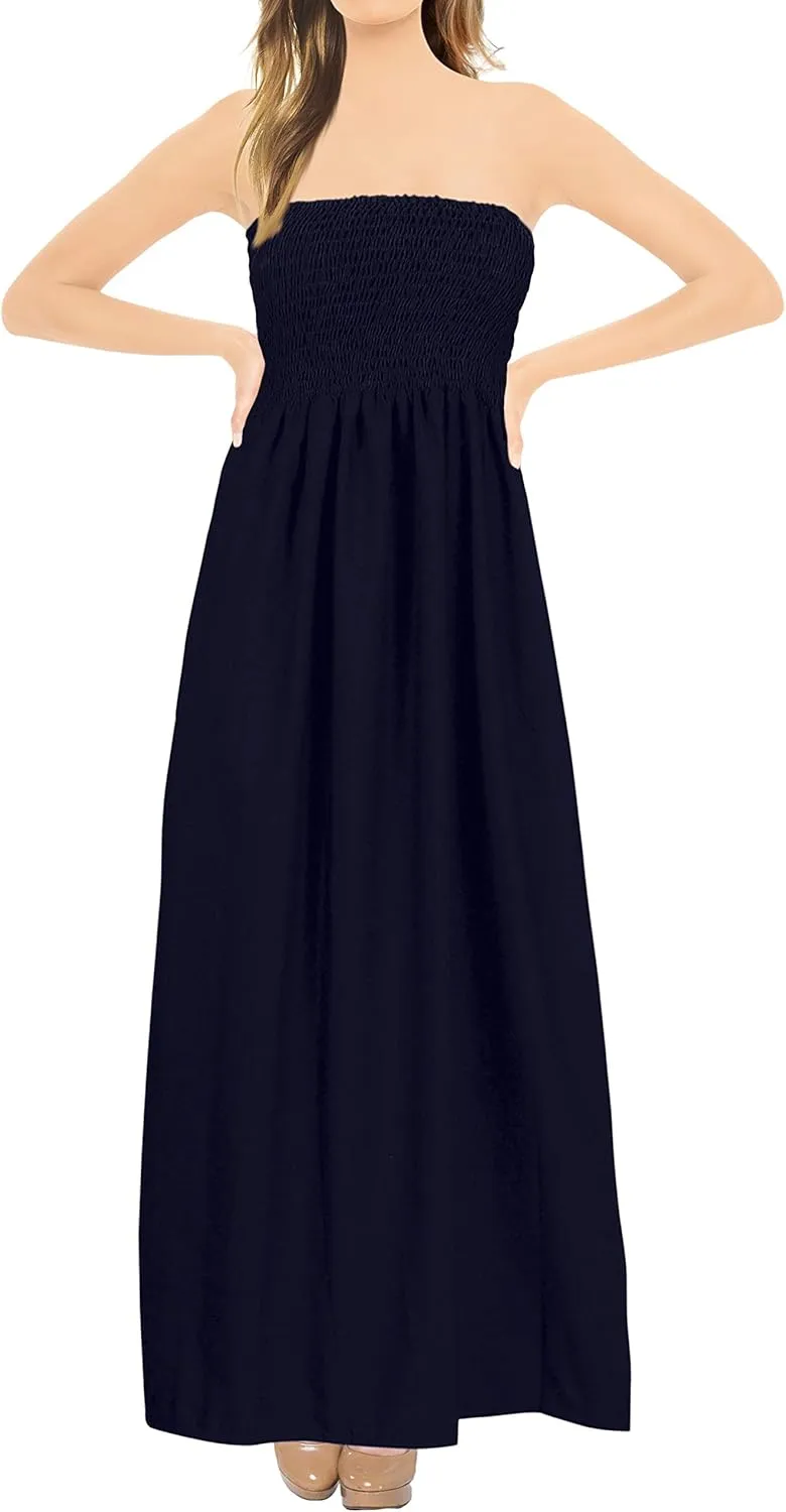 LA LEELA Women's Tube Dress Maxi Solid Smock