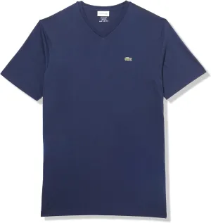 Lacoste Men's Tall Fit Ribbed V-Neck Cotton T-Shirt