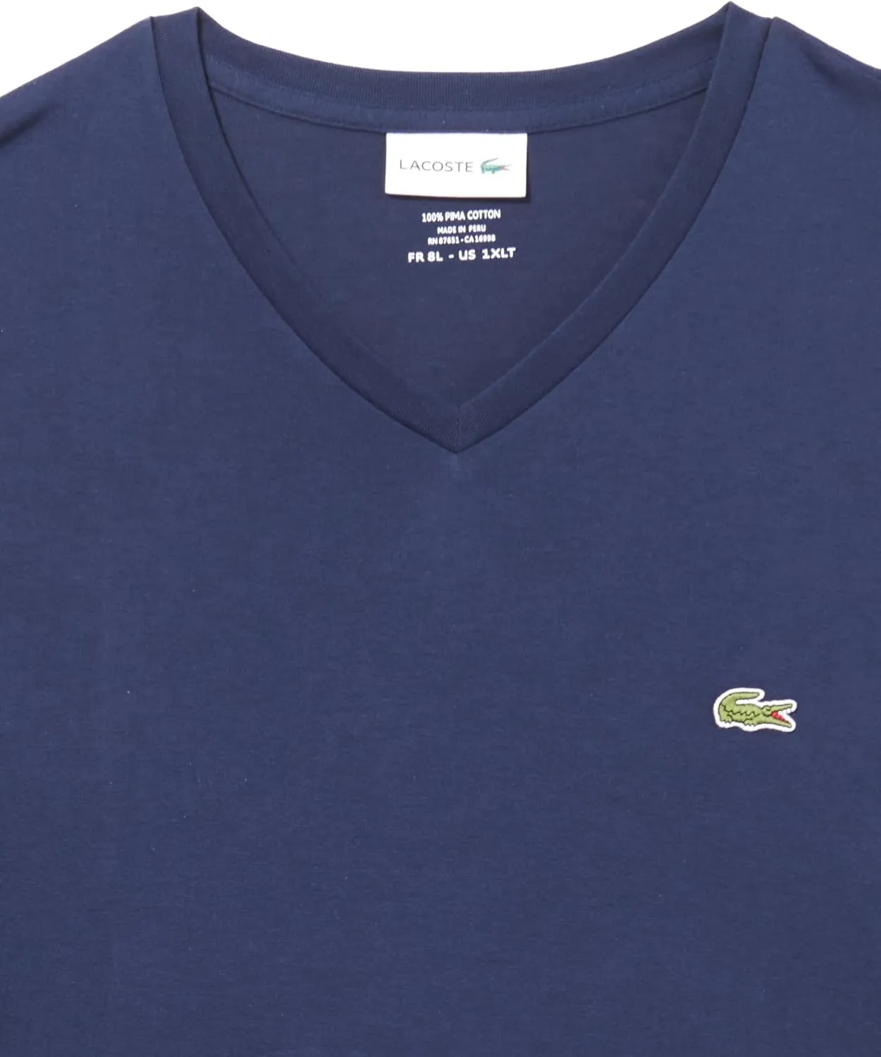 Lacoste Men's Tall Fit Ribbed V-Neck Cotton T-Shirt
