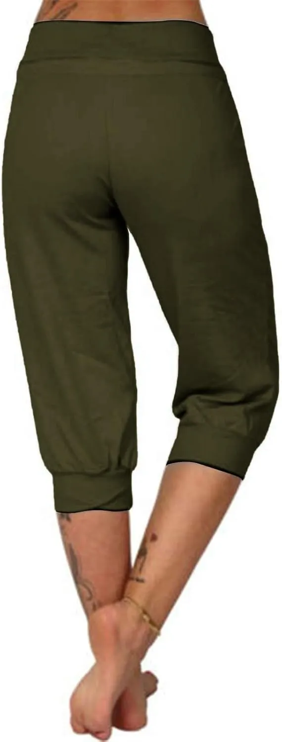 LCMTWX Capri Leggings for Women Elastic Pants for Women Fashion Casual Fashion Shorts Trousers Solid Ppants Yoga Workout