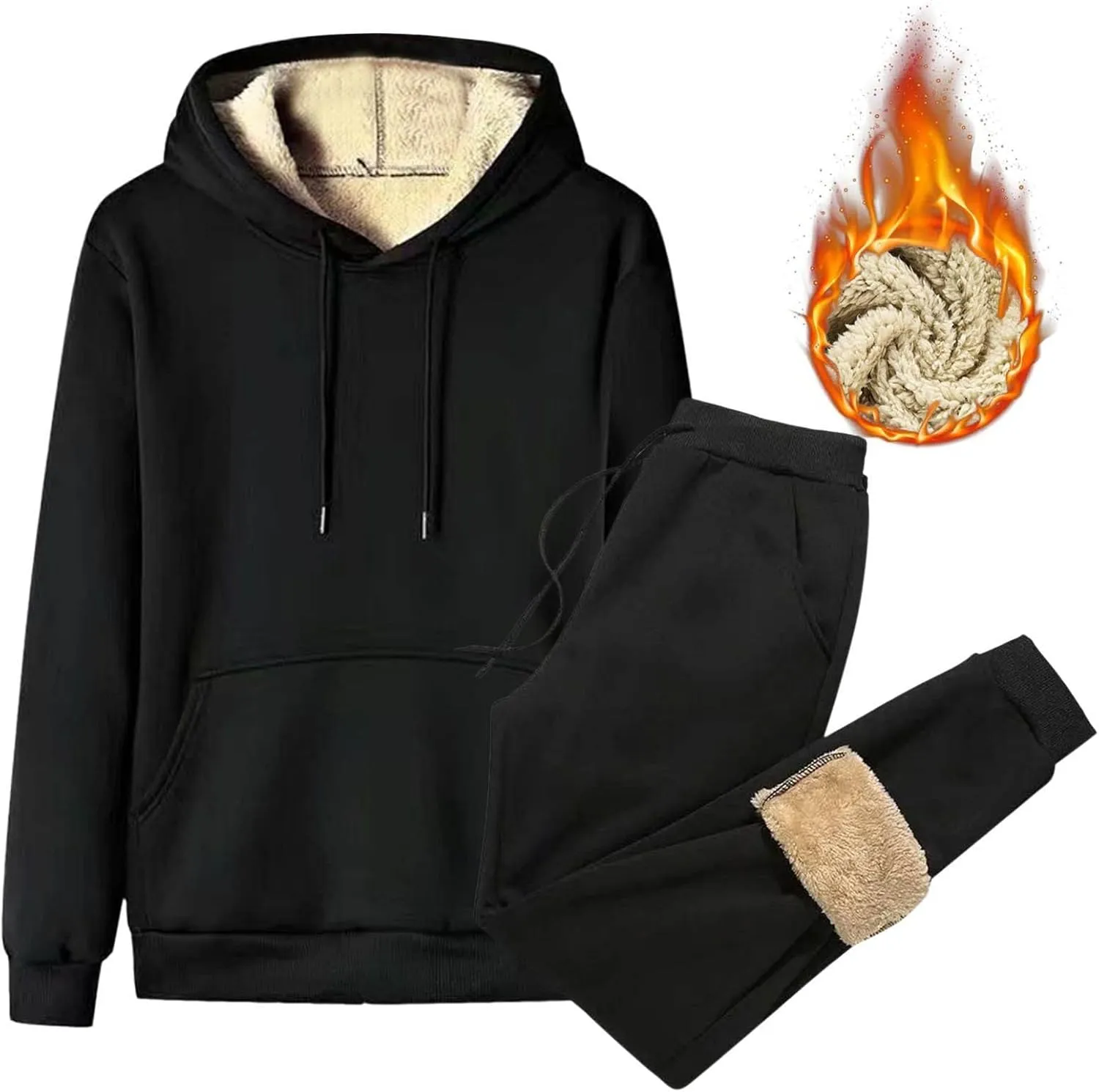 LCMTWX Mens 2 Piece Outfits Winter Solid Color Zipper Sweater Pants Sports Suit Jogger Sweatsuits Mens Zip Up Hoodie Men