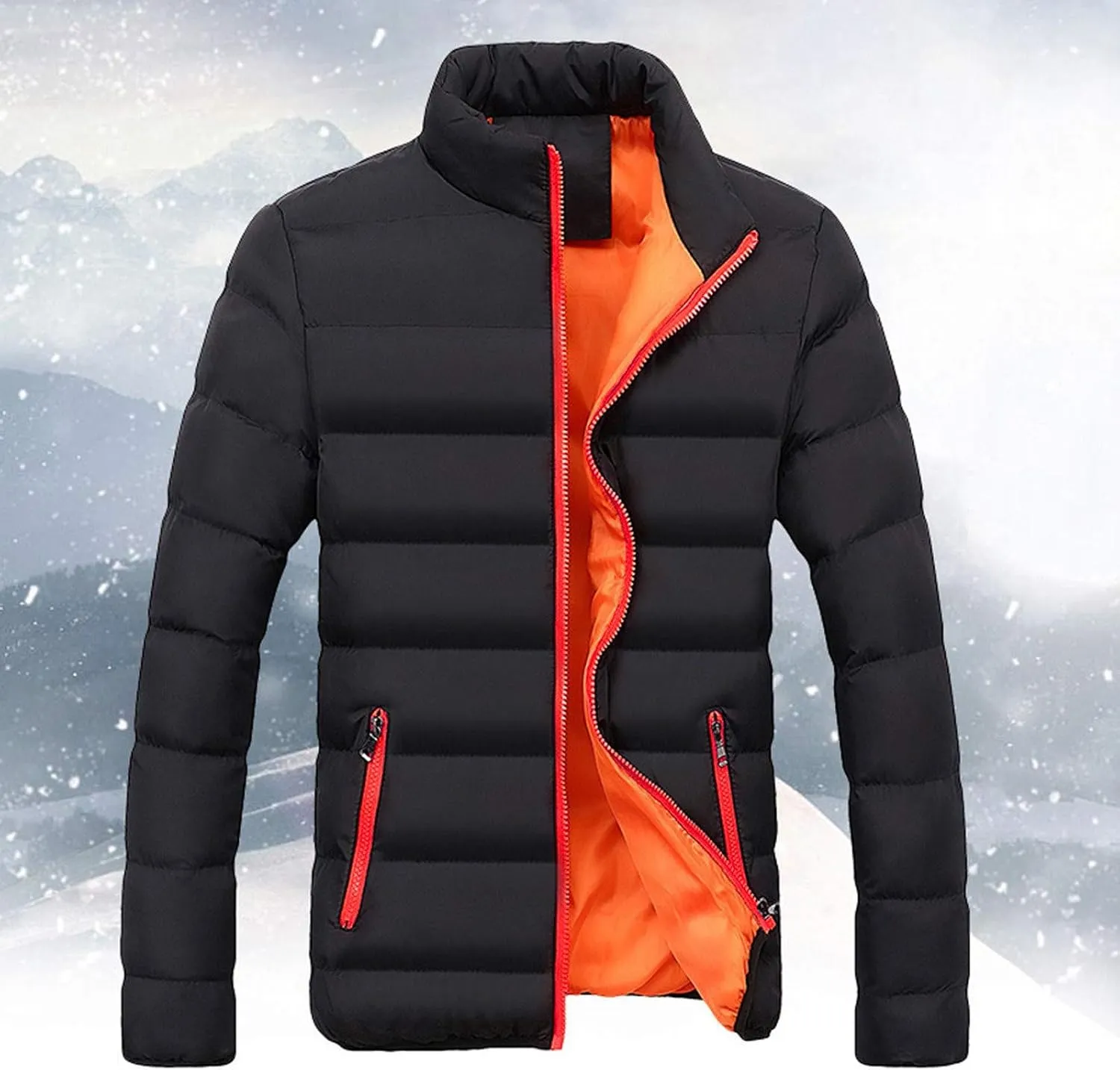 LCMTWX Men's Thicken Warm Winter Coat Coats Leisure Plus Size Hat Zip Pocket Cotton-Padded Warm Soft Winter Jackets for