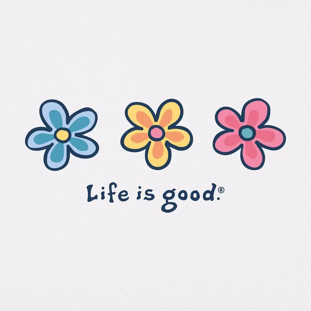 Life is Good Women's Crusher Tee, Long Sleeve Cotton Graphic T-Shirts, Three Daisies