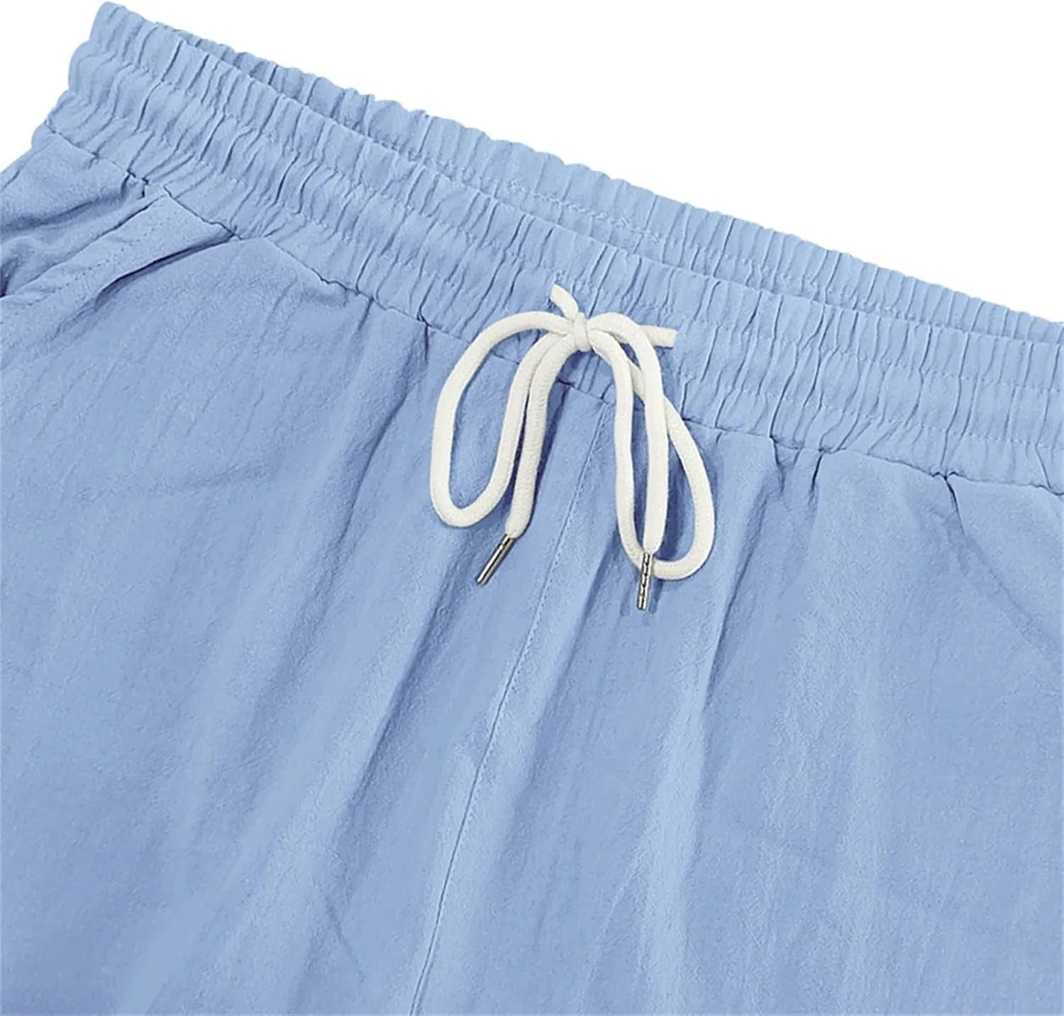Linen Pants for Men Summer Beach Pants Lightweight Casual Plain Elastic Waist Drawstring Trousers Vacation Slacks
