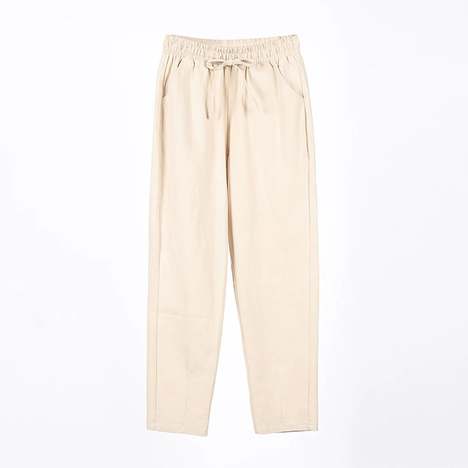 Linen Pants for Women, Straight Leg Peasant Pants Plus Size Casual Linen