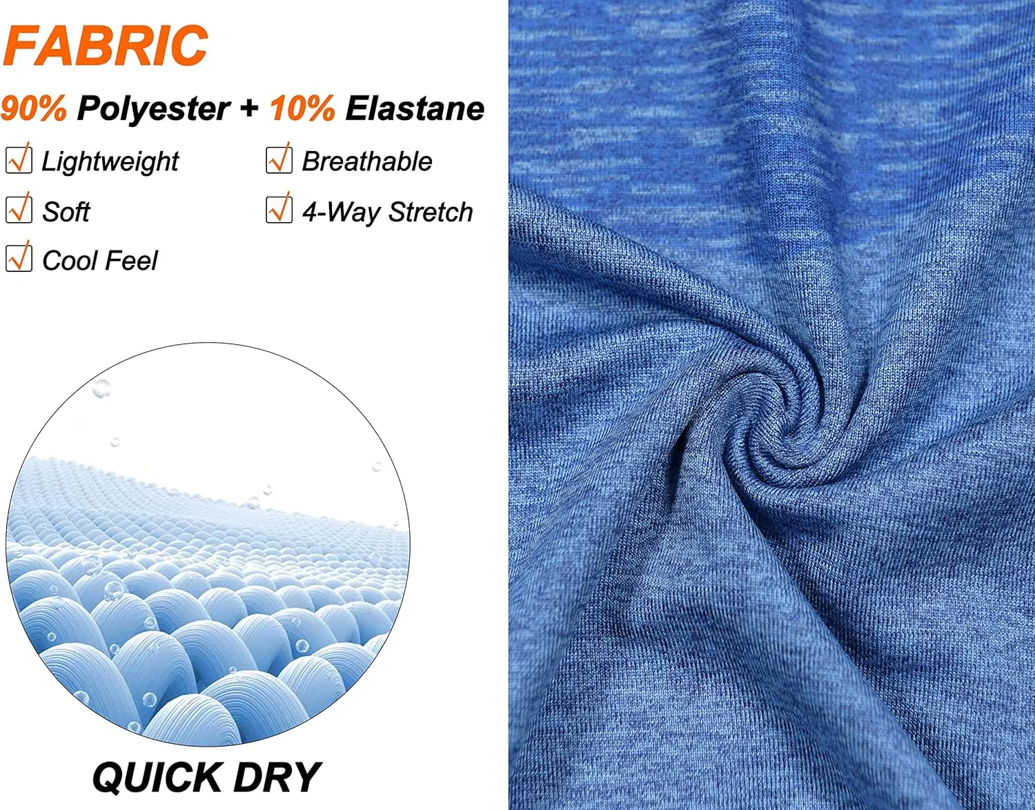 Little Donkey Andy Men's Quick Dry Sweat Wicking Stretch Short Sleeve T-Shirt UV Protection Workout Running Hiking Tee