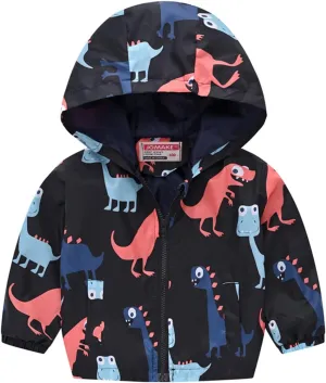 Little Girls Boys Rain Jacket Lightweight aterproof Solid Fall Raincoat Zipper Hooded Lined Windbreaker