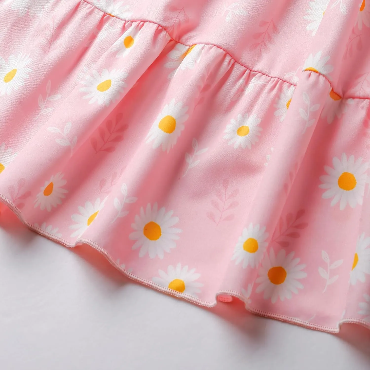 Little Girls Dresses Casual Summer Dress Ruffle Sleeve Floral Tiered Sundress Smocked Shirred Party Dress 3-10 Years