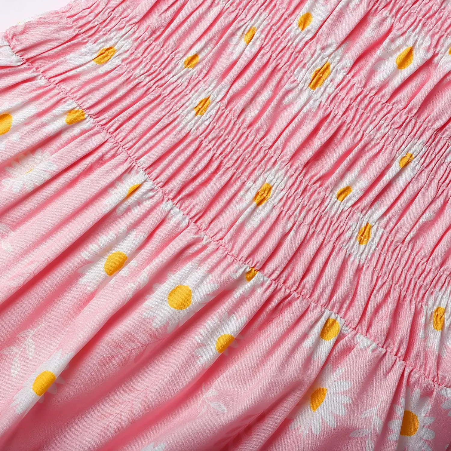 Little Girls Dresses Casual Summer Dress Ruffle Sleeve Floral Tiered Sundress Smocked Shirred Party Dress 3-10 Years