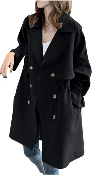 Long Trench Coats for Women 2024 Fall Winter Jackets Long Sleeve Tops Elegant Windbreaker Jacket with Pockets