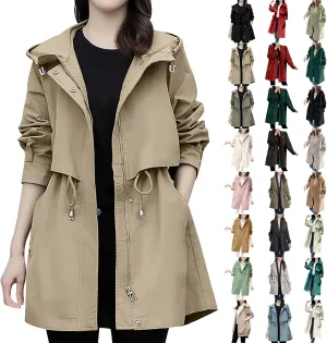Long Trench Coats for Women 2024 Fall Winter Jackets Long Sleeve Tops Elegant Windbreaker Jacket with Pockets