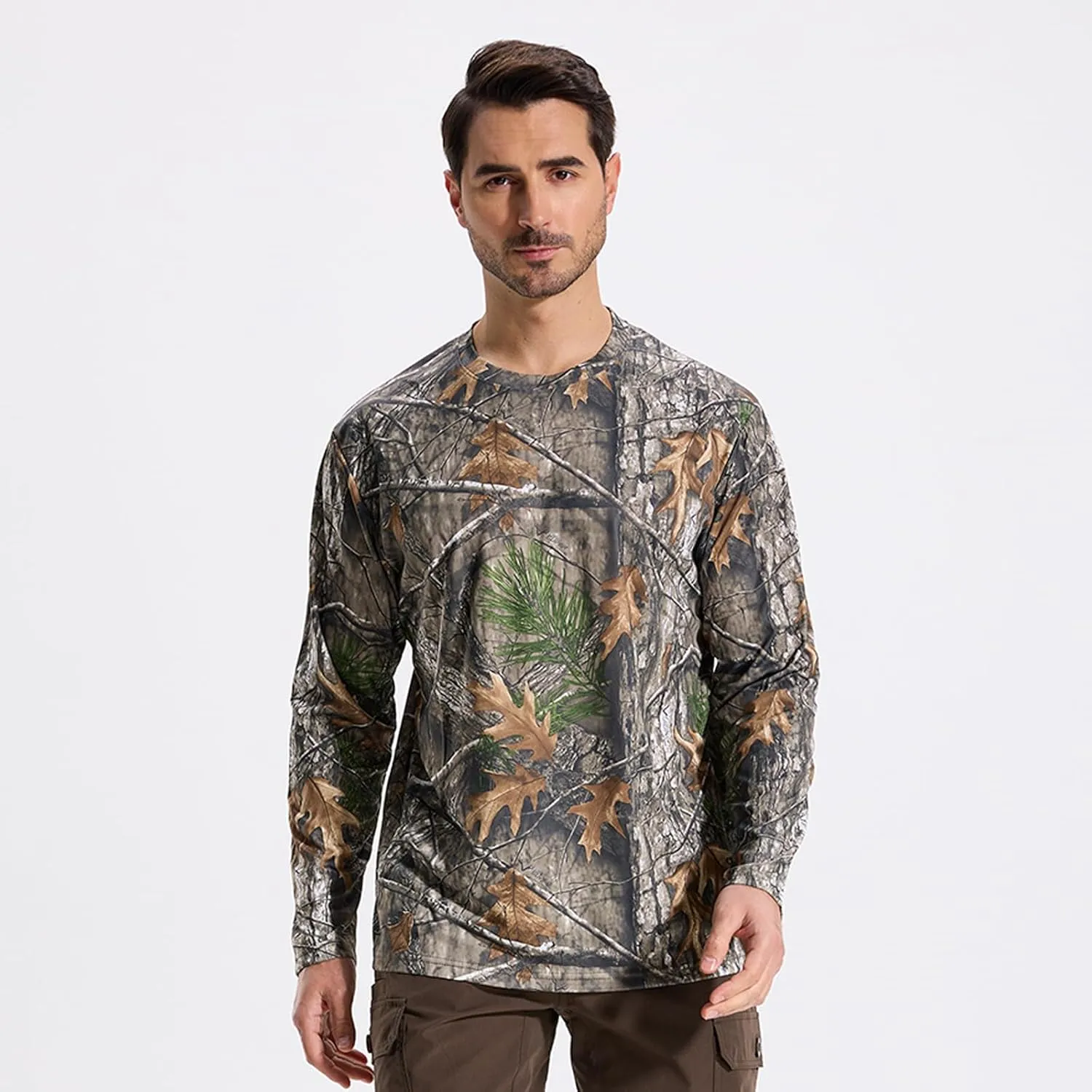 LOOGU Mens Hunting Camo Shirt Lightweight, Camouflage Shirts for Men Long Sleeve Shirt for Fishing Hiking Camping