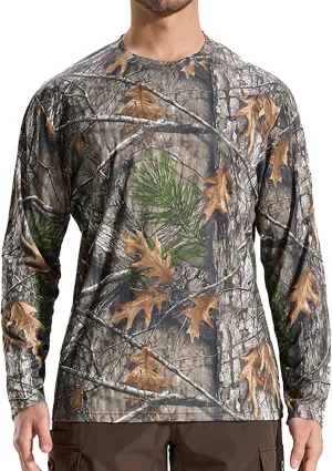LOOGU Mens Hunting Camo Shirt Lightweight, Camouflage Shirts for Men Long Sleeve Shirt for Fishing Hiking Camping
