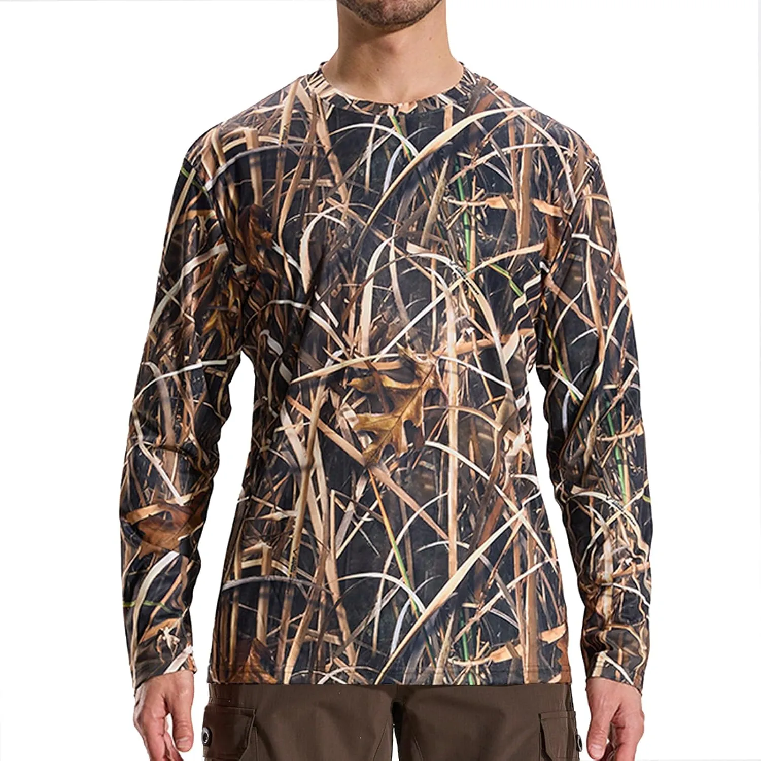 LOOGU Mens Hunting Camo Shirt Lightweight, Camouflage Shirts for Men Long Sleeve Shirt for Fishing Hiking Camping