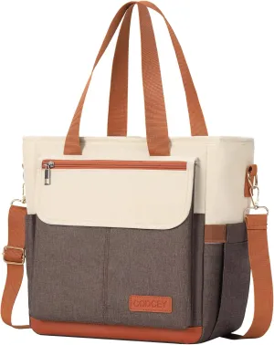 Lunch Box for Women Men, Lunch Bag Women, Leakproof Insulated Lunch Tote with Shoulder Strap Reusable Adult Lunch Cooler Tote Bag for Work(Brown,16.2L)