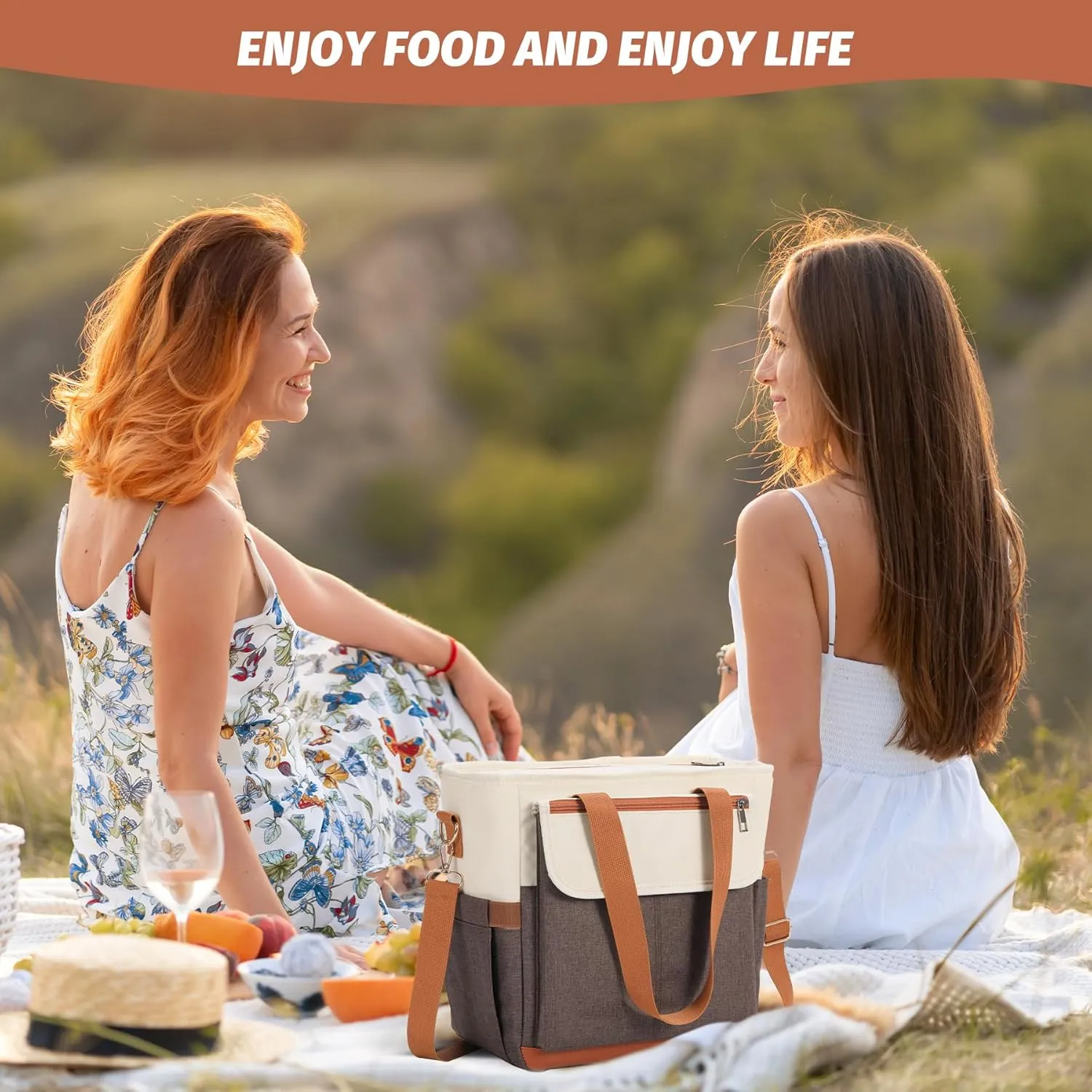 Lunch Box for Women Men, Lunch Bag Women, Leakproof Insulated Lunch Tote with Shoulder Strap Reusable Adult Lunch Cooler Tote Bag for Work(Brown,16.2L)