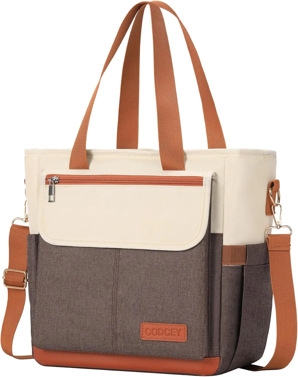 Lunch Box for Women Men, Lunch Bag Women, Leakproof Insulated Lunch Tote with Shoulder Strap Reusable Adult Lunch Cooler Tote Bag for Work(Brown,16.2L)
