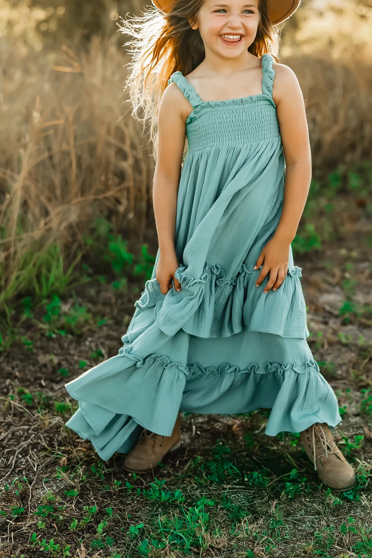 Macy Dress (soft teal muslin)