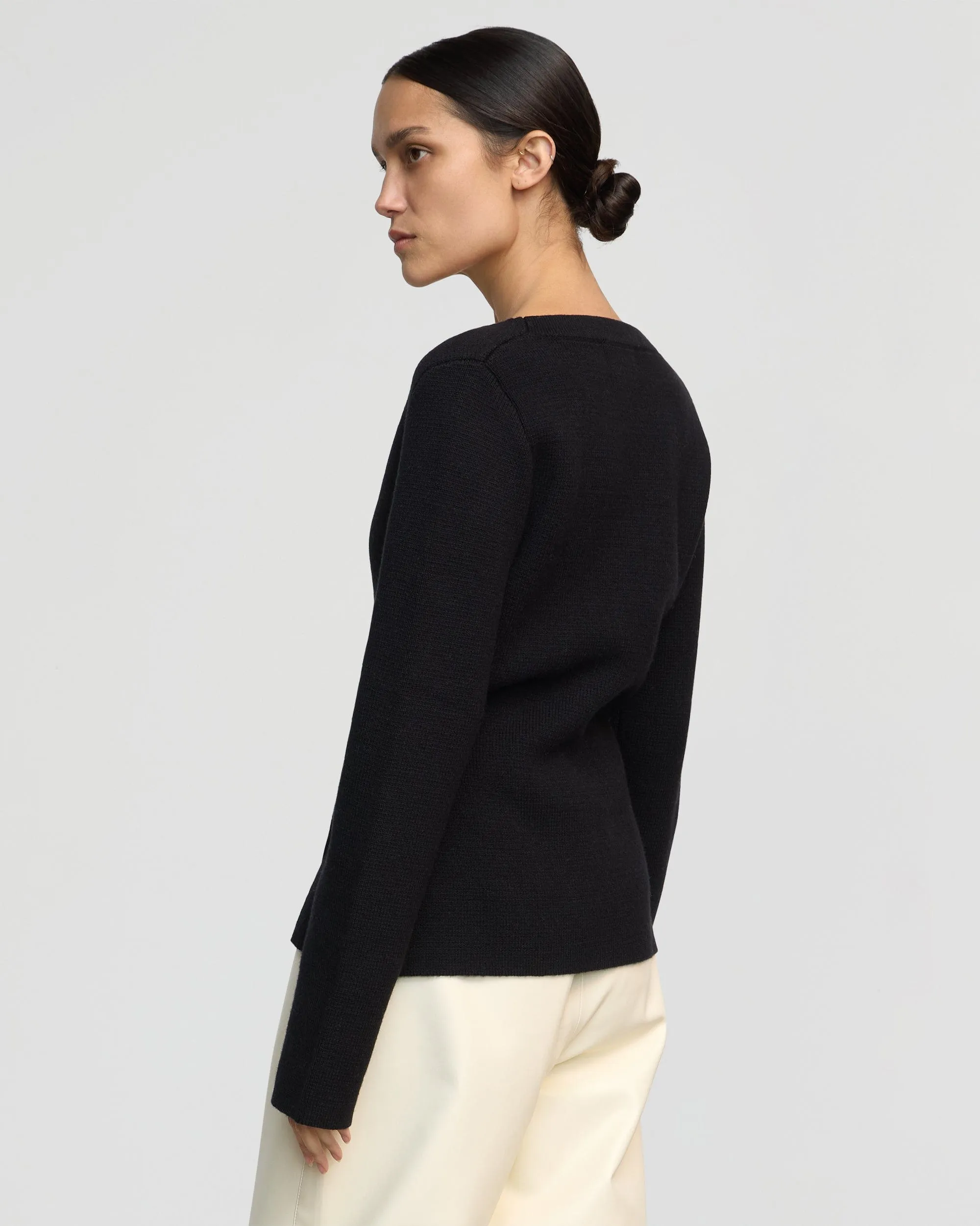 Maeve Organic Cotton-Wool V-Neck Cardigan